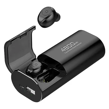 Vezeték nélküli Bluetooth 5.0 fejhallgató 4800MAh töltőtokkal [Power Bankként] mikrofonnal USB Type C kábel TWS sztereó fülbe helyezhető fülhallgató
