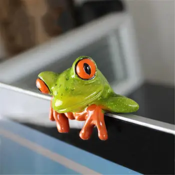 Vicces gyanta békák kreatív 3D állati béka figura Dekoratív kézművesség számítógép-monitorhoz íróasztal otthoni kerti dekoráció ajándék