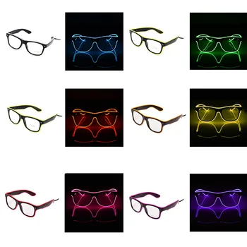 Villogó szemüveg EL drót LED szemüveg Izzó parti kellékek Világítás újdonság Ajándék Fényes fény Fesztivál Party ragyogás Napszemüveg