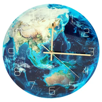 Világító Föld falióra Bolygó Nyomtatott óra Dolgozószoba Hálószoba Nappali dekoráció gyerekeknek Babaszoba