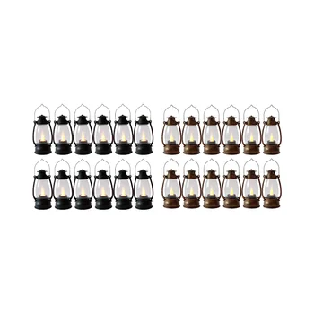 Vintag gyertyalámpák beltéri használatra 12db mini lámpa villogó gyertyákkal Kis függő lámpák otthoni dekorációhoz fekete