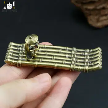 Vintage bronz kis füstölők Díszek Bambusz tutaj Füstölő alap Füstölő bottartó állvány tálca Hamufogó lemez