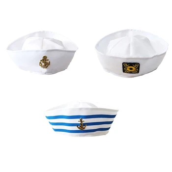 Vintage fehér tengerészgyalogos tengerészgyalogos kapitányi sapka sapka katonai kalap díszes cosplay kalap színpadi előadásokhoz fotózás