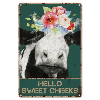 Vintage Hello Sweet Cheeks tehén Foral ón jel WC-hez Fürdőszoba WC mosdó dekoráció ajándékok - A legjobb parasztház dekorációs ajándékötletek