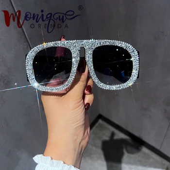 Vintage női napszemüveg 2023 Új a túlméretezett strasszos Bling árnyalatokban Napszemüvegek luxusmárka design UV400 szemüveg bulihoz
