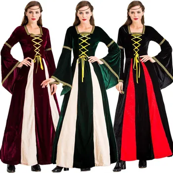 Vintage női ruha palota királyi ruházat középkori jelmezek Farsangi parti cosplay jelmez Középkor retro stílusú hosszú ruha