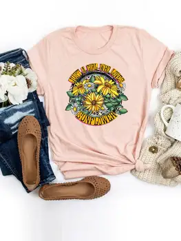 Virág betű trend 90-es évek ruházat rajzfilm ing női pólók női rövid ujjú divat nyári grafikai póló nyomtatás T felső