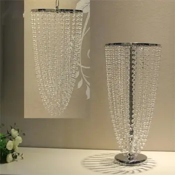 Virágtartó ezüst 53 cm magas virágállvány lógó akril kristály úti ólom esküvői díszváza rendezvényparti dekorációhoz