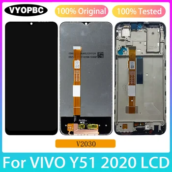 VIVO Y51 2020 decemberhez Eredeti LCD kijelző kerettel Panel digitalizáló szerelvény javítás pótalkatrészek érintőképernyő