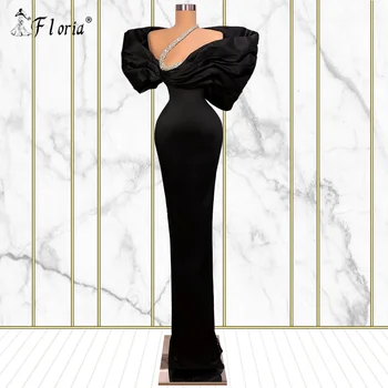 Vállon kívüli fekete partiruha Luxus kristályok estélyi ruhák Hivatalos sellő szexi hosszú báli ruha 2022 éjszakai viselet