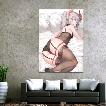 Vászon festmény 1 darab aranyos szexi lány az ágyban anime plakátok dekoráció fali grafika nyomatok lakberendezéshez Szoba dekoráció képek