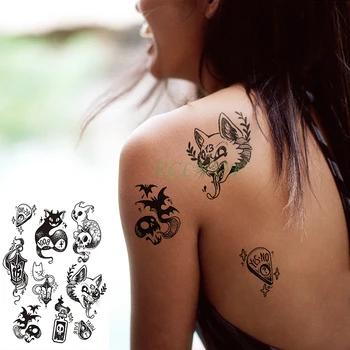 Vízálló ideiglenes tetováló matrica macska tigris koponya fej szellem hamis tatto flash tatoo tatouage ideiglenes nőknek lány férfiak