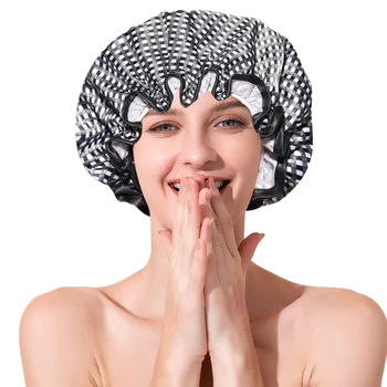 Vízálló női zuhanysapka Szatén kalap Haj motorháztető Fürdő kiegészítők sampon Több zuhanysapka Fürdőszoba Porálló