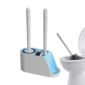 WC-súroló kefe Szilikon fürdőszobai kefe tartóval Újrafelhasználható WC-tisztító kellékek Szilikon fejtisztító kefe