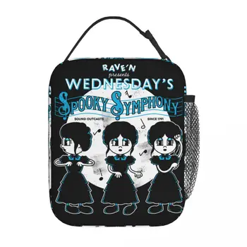 Wednesday Addams tánc Tánc szigetelt uzsonnás táska Kísérteties szimfónia ételtároló hordozható hűtő termikus uzsonnás doboz piknikhez