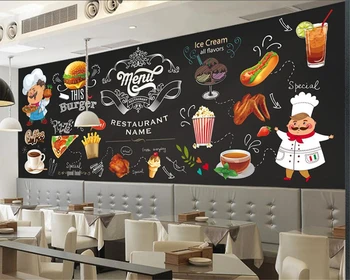 WELLYU Highdefinition egyszerű divatpapír Kézzel festett étterem Hamburgerező háttér fal papel de parede wallpaper3D