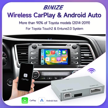 Wireless Carplay Android Auto Toyota 2014-2019 Highlander RAV4 Tundra Tacoma Camry Corolla Prius CH-R autó dekóder