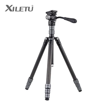 XILETU X224C-LS1 szénszálas hidraulikus fejű állvány professzionális kültéri fényképezés videó állvány DSLR digitális fényképezőgéphez videokamera
