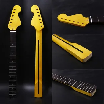 Yinfente 21 Fret juhar gitár nyak rózsafa fogólap cserefej sárga fényes festési pontok betétes hátsó csík kész