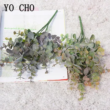 YO CHO zöld műlevelek nagy eukaliptusz levél növény fal anyaga dekoratív hamis növények otthoni vásárláshoz kerti parti dekoráció