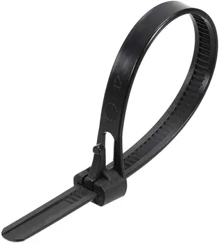 yoeruyo Újrafelhasználható kábelkötegelők 200mmx7.2mm állítható nylon cipzárak Wraps fekete 50db