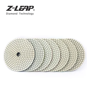 Z-LEAP 100mm 7db gyémánt polírozó párna készlet Gránit márvány beton csiszolótárcsa nedves használatra A osztályú prémium kőcsiszolópad
