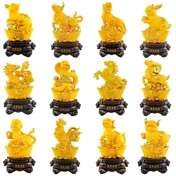 Zhaocai Zodiákus díszlet Szoba dekoráció: Patkány, ökör, tigris, nyúl, sárkány, kígyó, ló, juh, majom, csirke, kutya, disznó Kézművesség