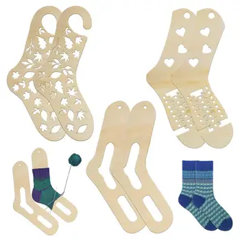Zokniblokkolók kötéshez Blokkoló fésűk Fa zokni vonalzó 6db Háztartási kötőeszközök Állítható penészszövés Fonal Kézművesség