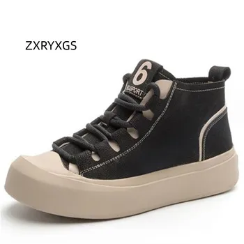 ZXRYXGS Népszerű 2023-as valódi bőr Magas szárú cipő Trend tornacipők Őszi téli csizma Női alkalmi tornacipők Lapos platform cipők