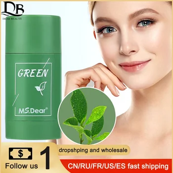 Zöld tea arc mélytisztító iszap szilárd maszk stift olajkontroll hidratáló zsugorodó pórusok mitesszer akne maszkok arcbőrápolás