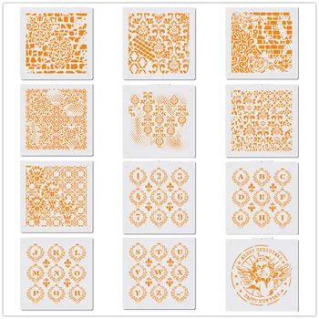 ábécé dombormű fali sablon Airbrush festés lakberendezéshez Műanyag sablonok DIY scrapbooking művészeti fali matrica sablon