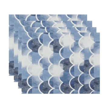 Étkezőasztal szőnyegek kék geometrikus mintás tányéralátét (4 db-os készlet) Ingyenes szállítás 18 x 14 hüvelykes ágynemű Otthoni textilkert
