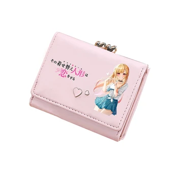 Öltöztetőm kedvesem rózsaszín érmék pénztárcák anime személyi igazolvány tartó Pénztáskák Pu bőr rövid pénztárcák Lányok Kawaii Mini kuplung táskák