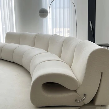 Ötvenhat fokos sorozatú vízhullám kanapé ívvászon szövet kanapé