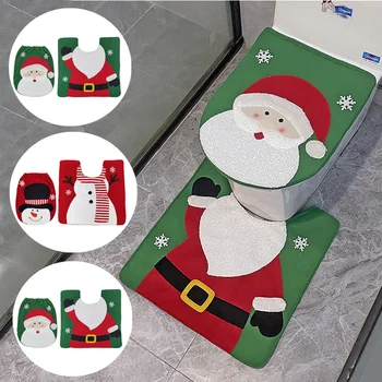 Új aranyos karácsonyi WC-ülőke huzatok Kreatív Mikulás fürdőszobaszőnyeg Karácsonyi kellékek otthoni újévi Navidad ajándékdekorációhoz