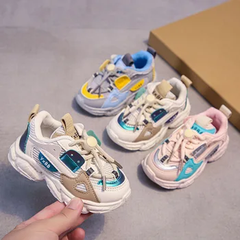 Új baba kisgyermek cipő fiúknak Lányok lélegző háló Kisgyerekek alkalmi tornacipők Csúszásmentes gyermek sportcipők