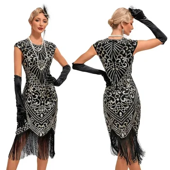 Új design 1920-as évek Flapper ruha vintage flitteres rojtos Great Gatsby Prom Women Party koktél jelmez Női flitteres Tasse ruha