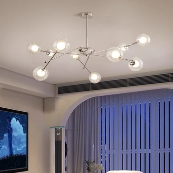 Új design Csillárok LED üveglámpatestek Luxus fény Ezüst Nappali Dekoratív fény az étkezőhöz Függőlámpa csillogás