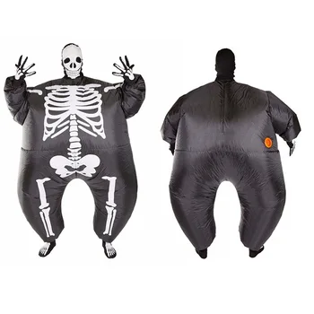 Új divat Halloween Fekete terror téma Karnevál Party cosplay koponya rajzfilm baba vicces kellék koponya felfújható öltöny