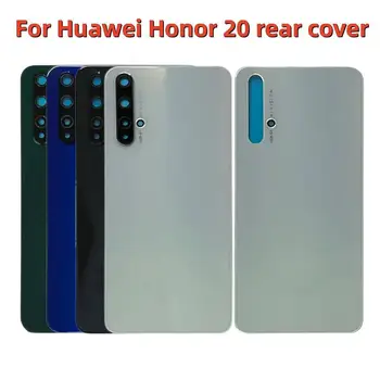 Új hátsó üveg a Huawei Honor 20 akkumulátorhoz Hátlap hátsó ajtóház tok kameralencse cserealkatrészekkel