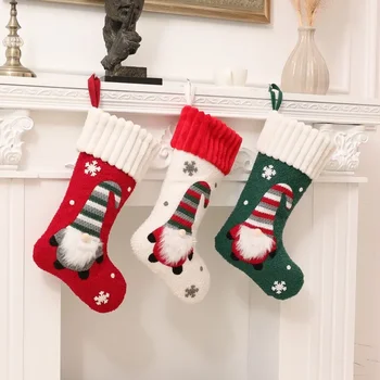 Új karácsonyi zokni kötött arc nélkül Rudolph baba gyermek cukorka ajándéktáska jelenet elrendezés Karácsonyi díszek otthonra