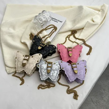 Új nők Lány Aranyos pillangó alakú Mini táska Divat Személyiség Válltáska Szülő-gyermek Retro Chain Messenger táska pénztárca