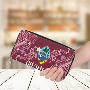 Új polinéz GUAM nyomtatás Női hosszú pénztárca divat Luxus alkalmi vásárlás Bőr pénztáska Üzleti hitelkártya-tartó pénztárca
