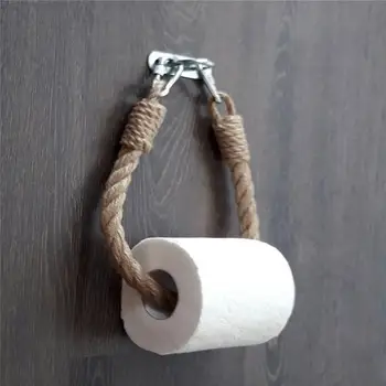 Új retro konyhai papírtekercs Tartozék Függő kötél Falra szerelhető WC-papír tartó Cső Fürdőszoba Dekor Állványtartók