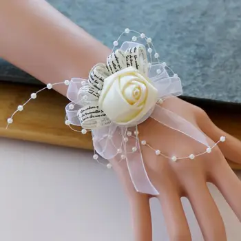 Új romantikus gyöngyök Csukló Fűző esküvői parti szalagavató koszorúslány kézi virágok Fejfedők DIY x 6 x 4 cm