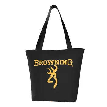 Újrahasznosítás Browning logó bevásárlótáska női vállvászon táska Hordozható élelmiszerbolti bevásárlótáskák