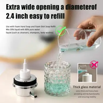 Újratölthető kézfertőtlenítő flakon Újratölthető habzó szappanadagoló készlet otthoni fürdőszobához Konyhai üvegpalackok szivattyúkkal 200ml