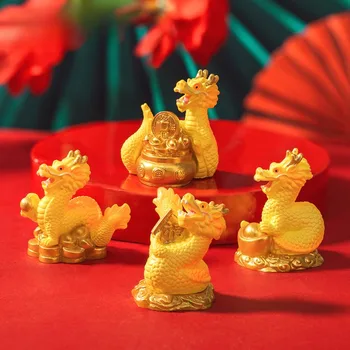 Újévi ajándék figura miniatűr arany sárkány mikro tájdíszek dekorációkhoz irodai íróasztal kiegészítők szoba dekoráció