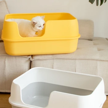 Ürülékmedence nyitott macska ágyneműk Nagy méretű alommedence fröccsenésgátló WC macska ágynemű Aseo Para Gatos kisállat termékek QF50CB