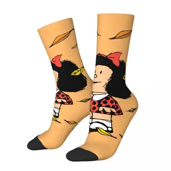 Őszi levelek Mafalda Quino képregények Kawaii zokni tornaterem Rajzfilm minta zokni